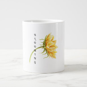 Aquarellblume mit "blühender" Text-Tasse Jumbo-Tasse
