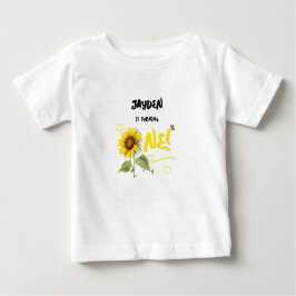 Aquarellblume mit Schmetterlingen 1. Geburtstag Baby T-shirt