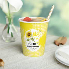 Aquarellblume mit Schmetterlingen 1. Geburtstag Pappbecher