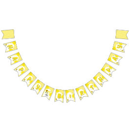 Aquarellblume mit Schmetterlingen 1. Geburtstag Wimpelkette