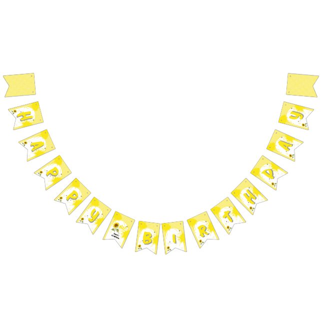 Aquarellblume mit Schmetterlingen 1. Geburtstag Wimpelkette (Alle)