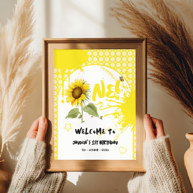 Aquarellblume mit Schmetterlingen Begrüßungszeiche Poster (Von Creator hochgeladen)