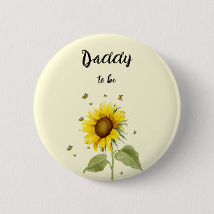 Aquarellblume mit Schmetterlingen Daddy-to-be Button