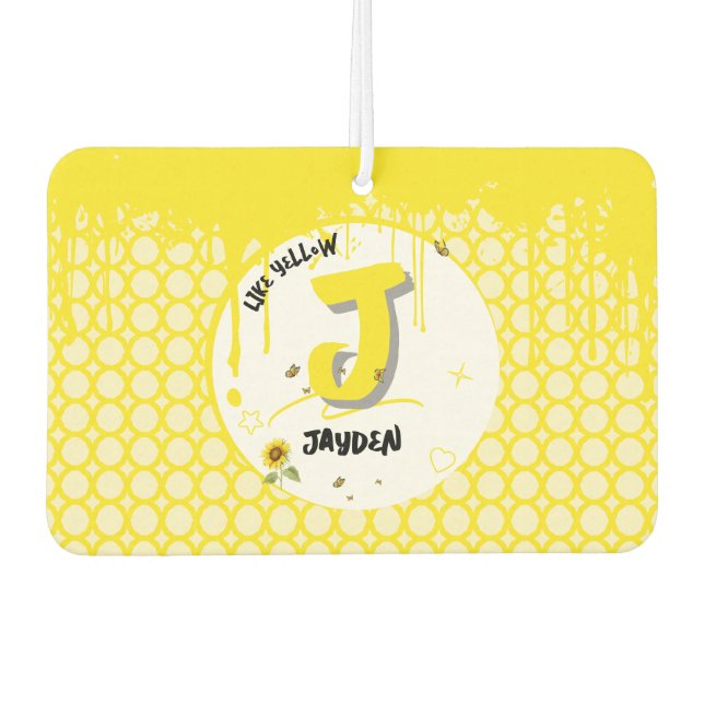 Aquarellblume mit Schmetterlingen wie Gelb Autolufterfrischer (Vorderseite)