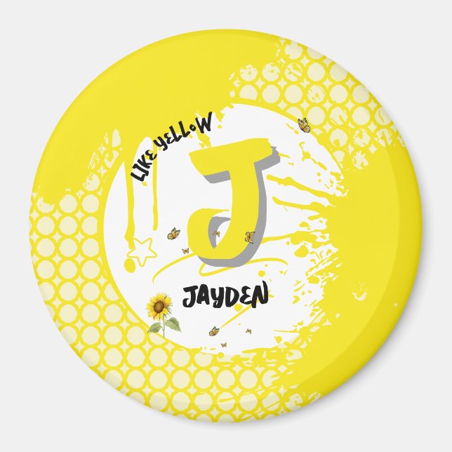 Aquarellblume mit Schmetterlingen wie Gelb Magnet (Vorne)