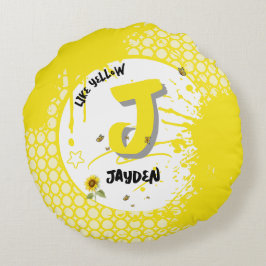 Aquarellblume mit Schmetterlingen wie Gelb Rundes Kissen