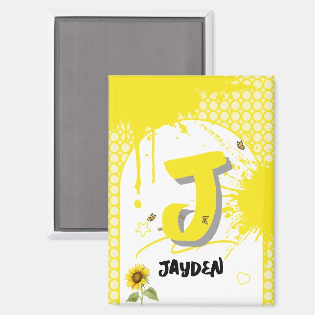 Aquarellblume mit Schmetterlingsblume Magnet (Vorderseite/Rückseite)