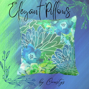 Aquarellblume Mix Blues Indoor Kissen