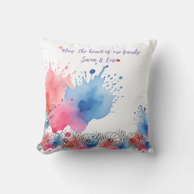 Aquarellblume Modernes Geschenk für Mama mit Zitat Kissen (Vorderseite)