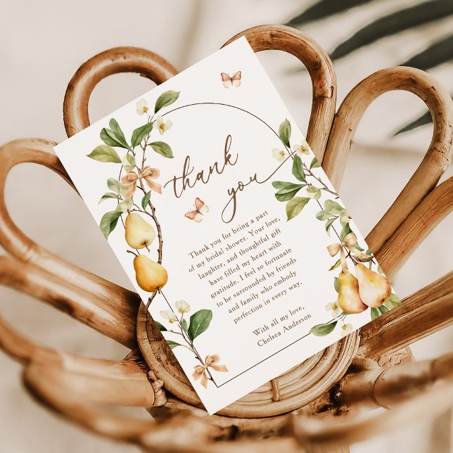 Aquarellblume Perfektes Pair Birnen Brautparty Dankeskarte (Von Creator hochgeladen)