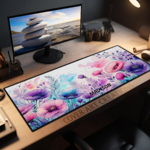 Aquarellblume Personalisiert lebendig Schreibtischunterlage