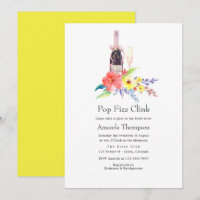 Aquarellblume Pop Fizz Clink Brautparty