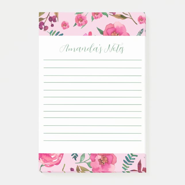 Aquarellblume Post-it Klebezettel (Vorderseite)