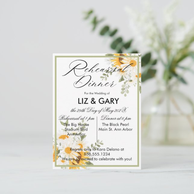 Aquarellblume Probe Abendessen Postkarte (Stehend Vorderseite)