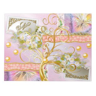 Aquarellblume Regenbogen Schmetterling Goldbaum Bi Notizblock