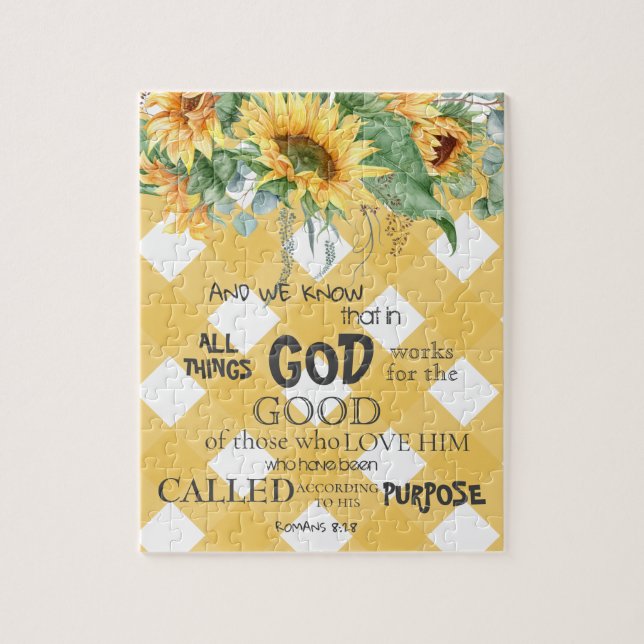 Aquarellblume Römer 8:28 Bibelverse Puzzle (Vertikal)