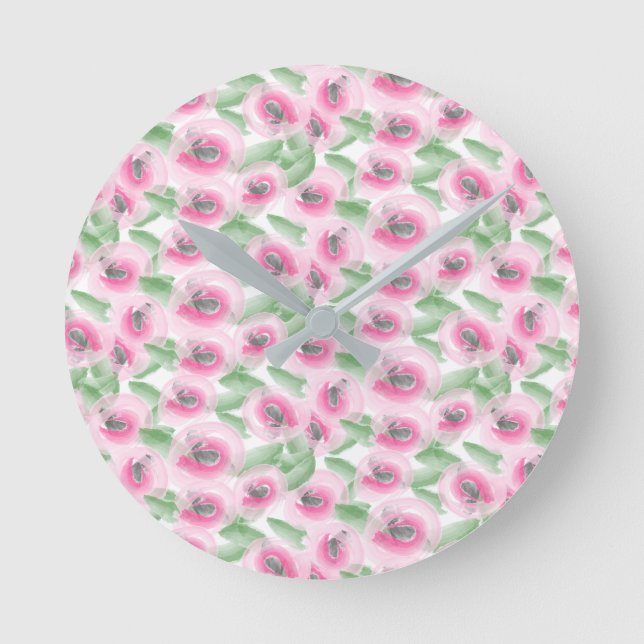 Aquarellblume Runde Wanduhr (Vorderseite)