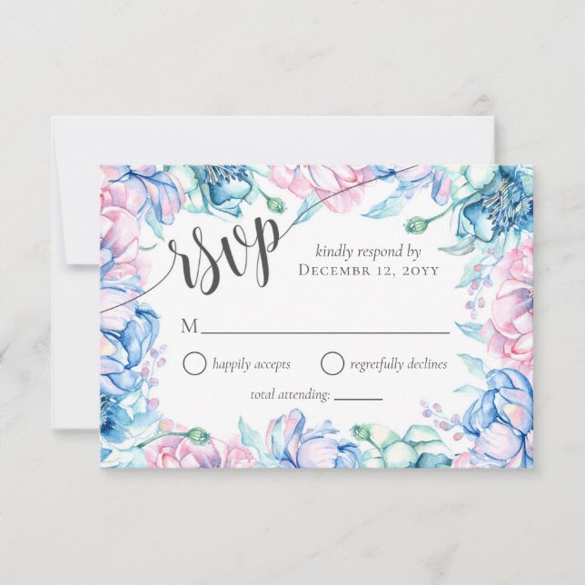 Aquarellblume Rustikale Hochzeitseinladung UAWG RSVP Karte (Vorderseite)