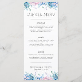 Aquarellblume & rustikale Holzbauernhäuser Abendes Menükarte