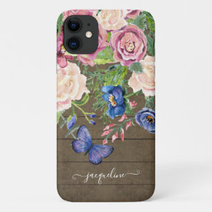 Aquarellblume Rustikales Schmetterlingskript aus H Case-Mate iPhone Hülle