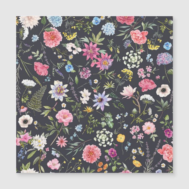 Aquarellblume: sanftes Sommermuster. Magnetkarte (Vorderseite)