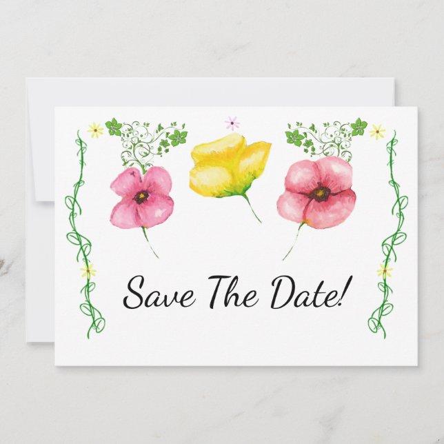Aquarellblume Save the Date (Vorderseite)