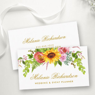 Aquarellblume Sonnenblumen Gold Visitenkarte