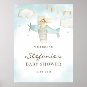 Aquarellblume Sonnenflugzeug Blue Baby Dusche Will Poster