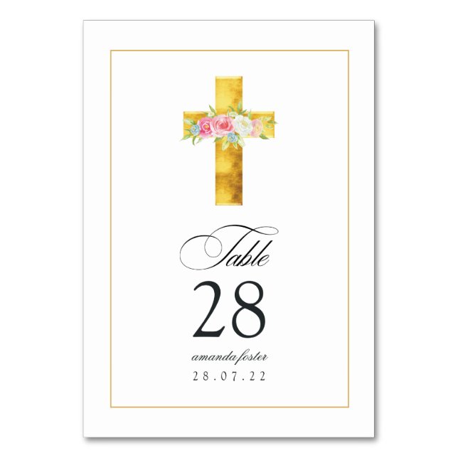 Aquarellblume Taufe/Christening/Dedication Tischnummer (Vorderseite)