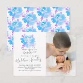 Aquarellblume Taufe Cross Baby Dedication Einladung