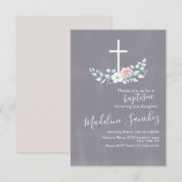 Aquarellblume Taufe Cross Baby Dedication Einladung