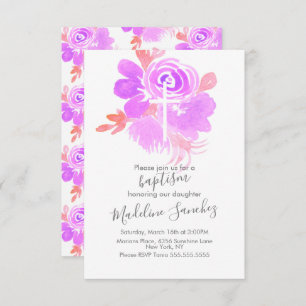 Aquarellblume Taufe Lila Kinderkrankheit Einladung