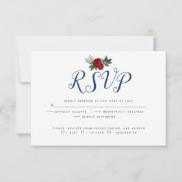 Aquarellblume Tief Blaue Burgundy Peonys RSVP Karte