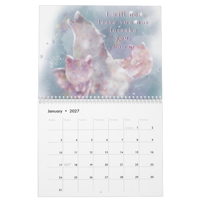 Aquarellblume und Bibelversen | Kalender (Jan 2027)