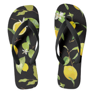 Aquarellblume und Blätter Flip Flops