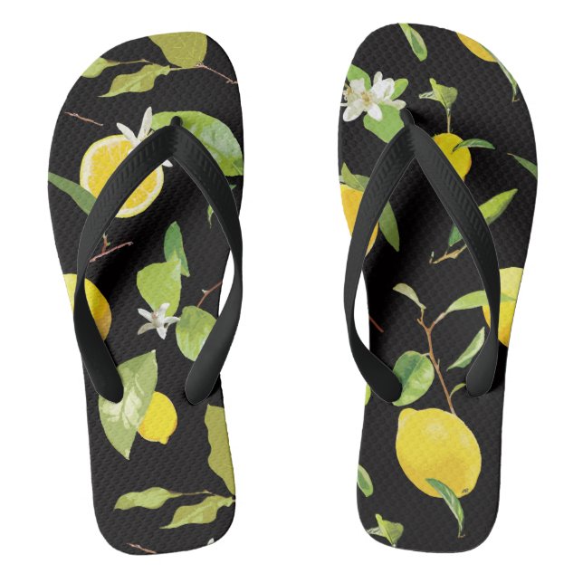 Aquarellblume und Blätter Flip Flops (Fußbett)