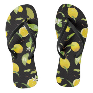 Aquarellblume und Blätter Flip Flops