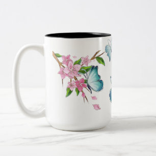 Aquarellblume und Blüten Zweifarbige Tasse