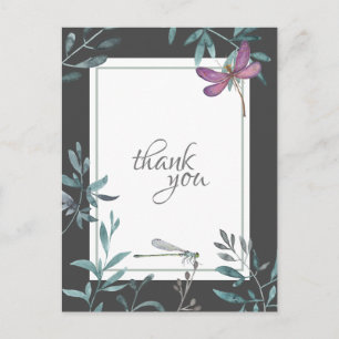 Aquarellblume und Gartengrün Danke Postkarte