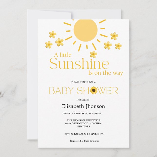 Aquarellblume unsere kleine Babydusche Ankündigung (Vorderseite)