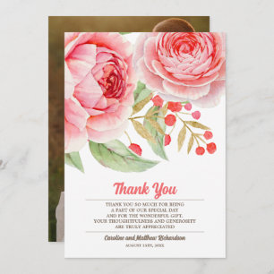 Aquarellblume Vielen Dank für Ihre Hochzeit Foto-K Dankeskarte