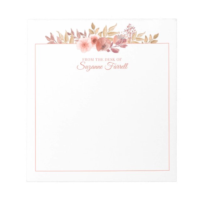 Aquarellblume vom Schreibtisch des Skriptptes Peac Notizblock (Vorderseite)