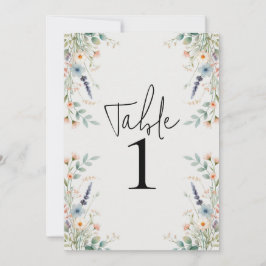 Aquarellblume Wildblume Frühjahr Tischnummer