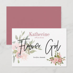 Aquarellblume wird mein Blumenmädchen sein Einladung