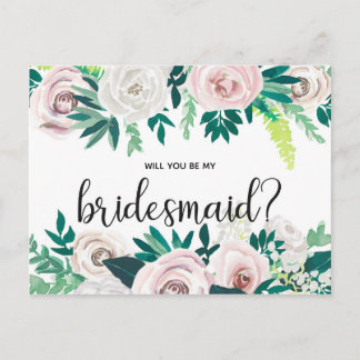Aquarellblume wird meine Bridesmaid-Karte sein Einladungspostkarte