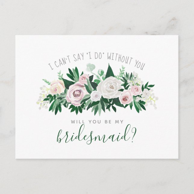 Aquarellblume wird meine Bridesmaid-Karte sein Einladungspostkarte (Vorderseite)