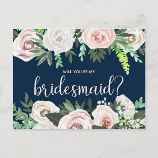 Aquarellblume wird meine Bridesmaid-Karte sein Einladungspostkarte