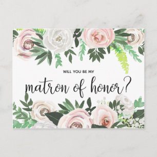Aquarellblume wird meine Matron-Ehrenkarte sein Einladungspostkarte