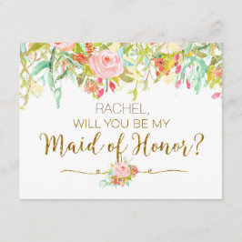Aquarellblume wird Trauzeugin sein Einladung