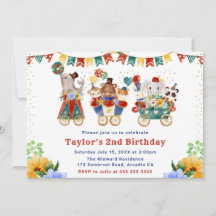 Aquarellblume Zirkus Tiere Zug Geburtstag